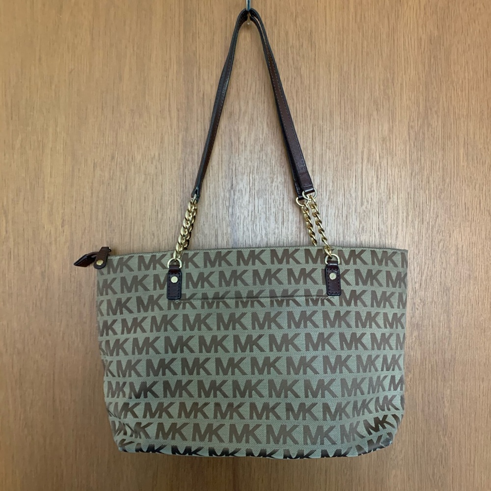 Michael Kors Canvas MK Shoulder Tote